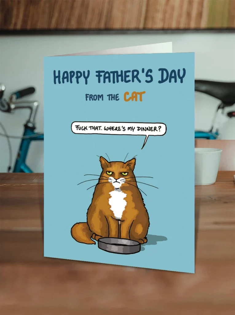rude father's day card from the cat