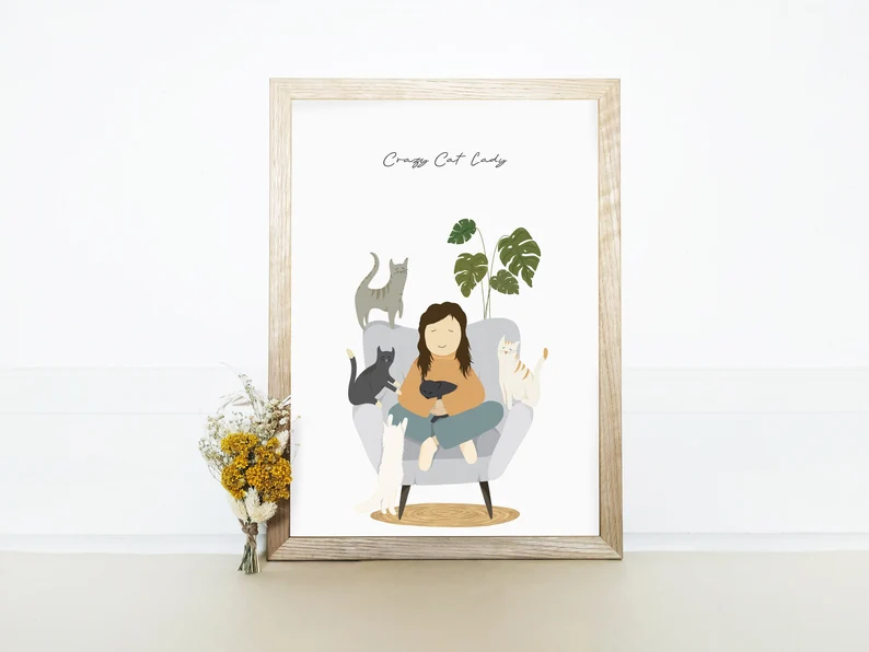 Crazy cat lady wall art