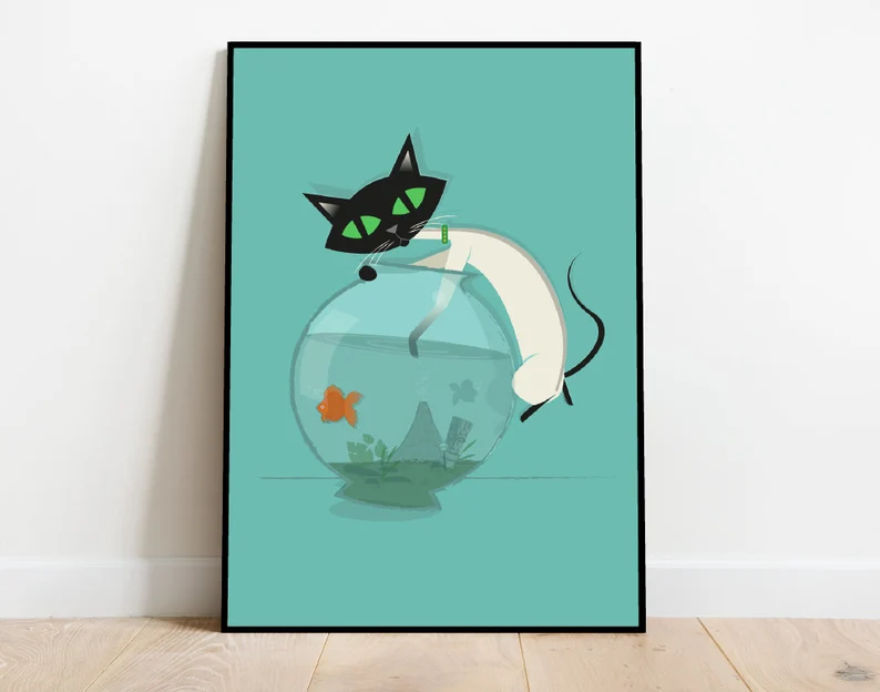 cute cat art prints