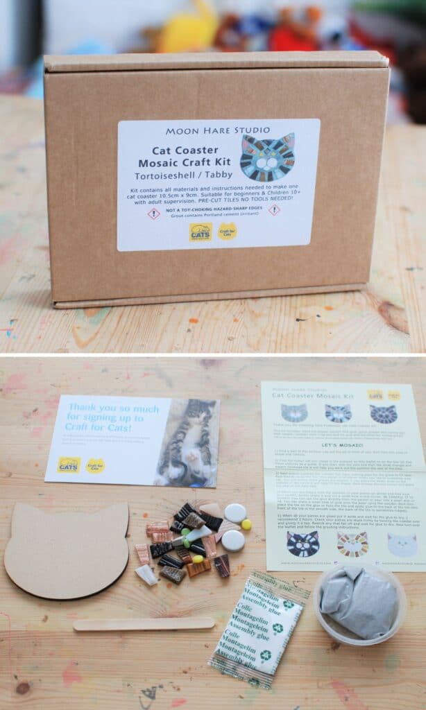 summer mosaic cat coaster kit