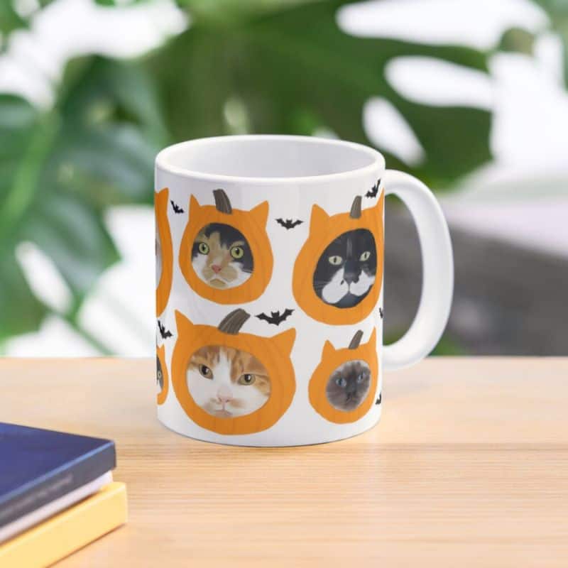 Cats in pumpkins Halloween mug