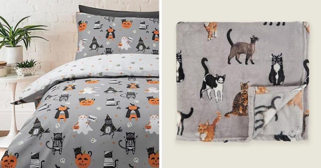 Halloween cat themed bedding