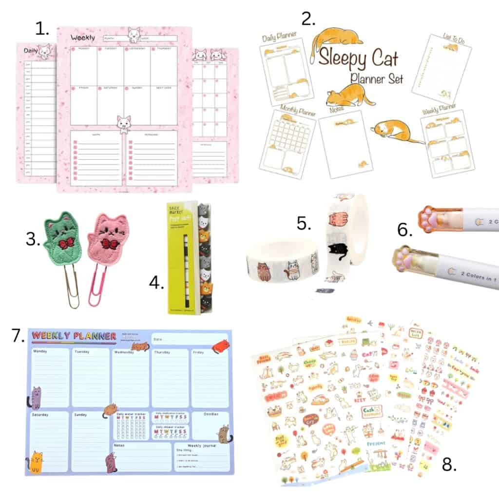 Cat themed planners Korocincocats