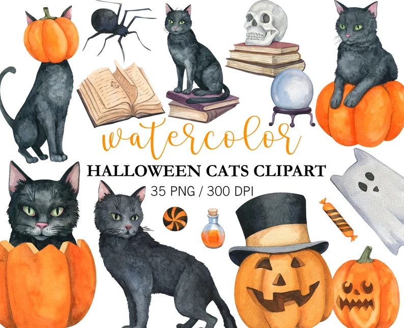 Halloween cats clipart