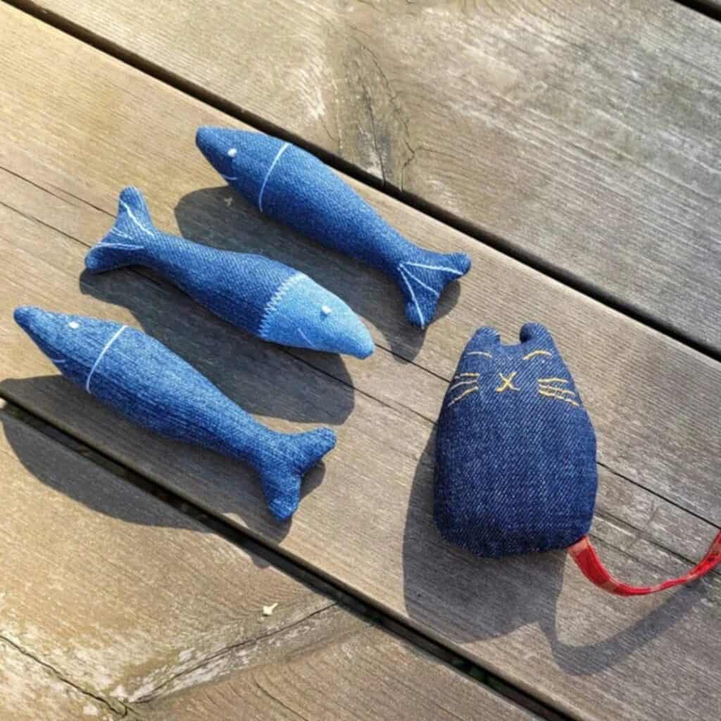 Denim cat toys sewing pattern Korocincocats